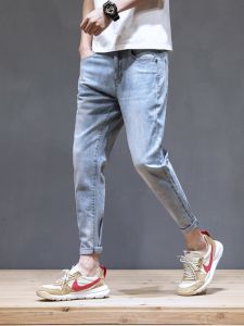 Slim Fit Small Version Mens Jeans Cotton Stretch Fabric Spring Summer Style Nine-Piece Pants Casual Slim Leggings