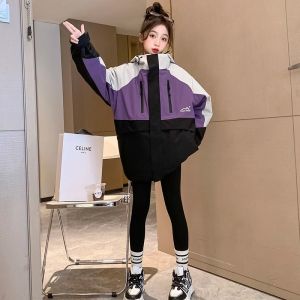 Áo Khoác Nữ Mùa Thu Đông Dày Dặn Có Thể Tháo Rời Cho Trẻ Em Áo Khoác Trẻ Em Có Mũ Trùm Đầu Có Khóa Kéo Họa Tiết Màu Sắc