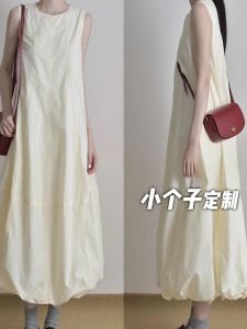 French Style Summer Loose Lazy Bouffant Dress Womens Sleeveless Flower Bud Dress Puffy Vest Skirt Casual Commute Design