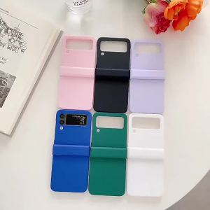 Solid Color Fully Wrapped Skin Feel Hinge Protective Phone Case for Samsung Z Flip 8 7 FE 6 5 4 3 Flip7 Flip6 Hard Plastic Cover