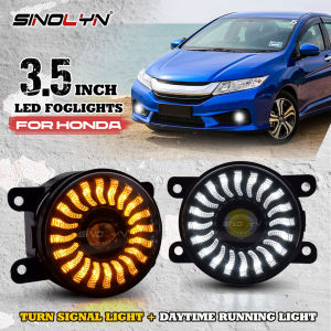 3.5 Inch LED Fog Light For Honda City/Civic/Jazz Waterproof Car Driving Lamp Fog Lamp Projector Lens Yellow Turn Signal Angel Eye DRL Car Accessories