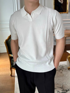 Áo Thun Cổ Polo Dệt Kim Thoáng Khí Màu Trơn Cổ Điển Phong Cách Anh Quốc Thường Ngày Tay Ngắn Thoáng Khí Cổ Polo Tay Ngắn