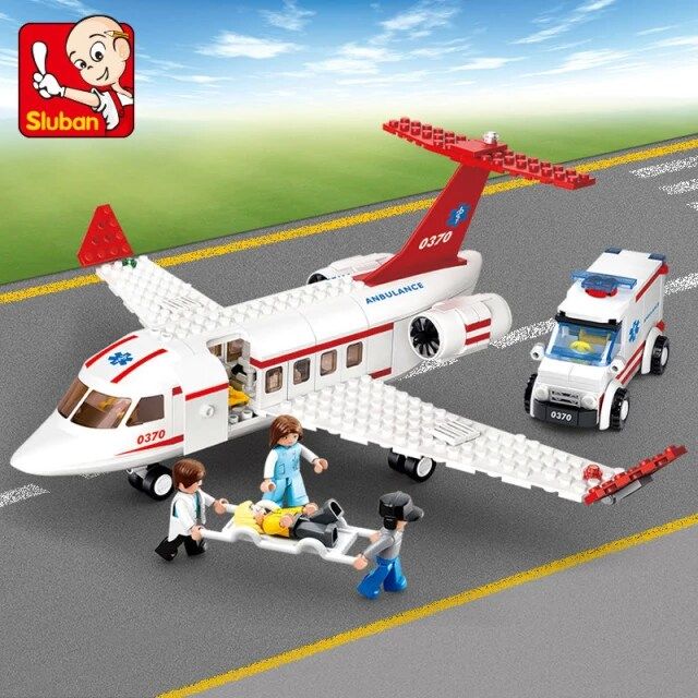 Lego Pesawat dan Mobil Ambulance Sluban medical air ambulance