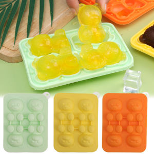 แม่พิมพ์ซิลิโคนน้ำแข็งก้อนหมีน่ารัก4ช่องแม่พิมพ์สำหรับดื่มกาแฟค็อกเทลน้ำผลไม้แบบ DIY ถาดน้ำแข็งก้อนน้ำแข็งทรงลูกบากศ์วิสกี้แม่พิมพ์สำหรับขนมตกแต่งเค้ก