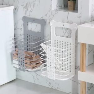 ตะกร้าเก็บผ้าแขวนผนังพับเก็บได้ ตะกร้าเก็บเสื้อผ้าที่สกปรก ตะกร้าผ้า ตะกร้าติดผนัง