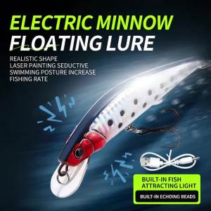 Simulated Fishing Lures Bait Electric Life-like Vibrate Fishing Lures USB Rechargeable Flashing LED Light Throw Luminous Bait