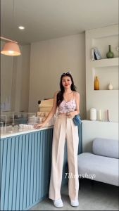 กางเกงขายาว เอวสูงขากระบอก ทรงสวย ใส่สบาย ผ้าA80 (A1)