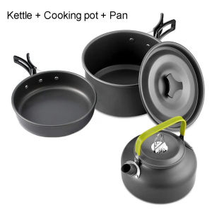 Outdoor camping aluminum cookware setnon stick potportable outdoor tableware cookwarecooking pothikingbarbecuepicnic
