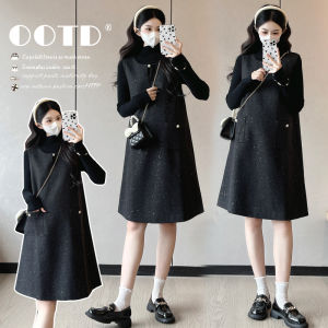 Maternity Fall Winter Glitter Tweed Large Size Dress Set