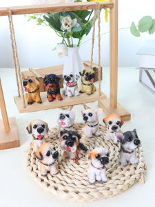 New Arrival Miniature Dog Car Decoration Resin Craft Birthday Gift Adorable Pet Sculpture Zodiac Sign Home Decor Animal Figurine
