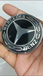 Front Flat Logo Emblem Mercedes Benz W202 W203 W204 W205 W124 W208 W210 W211 W212 W213 W220 W221 57MM (Blue/Black)
