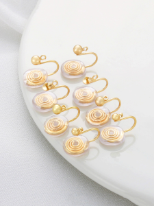 14K Gold Plated Color Retention No Piercing Bean Shape Clip-On Earrings with Loop Silicone Ear Bone Clamp DIY Ear Jewelry Accessories
