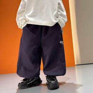 LINSANSUI Original Kids Casual Loose Fit Cargo Pants Korean Style Boys Autumn Winter Drawstring Sweatpants Childrens Fashion