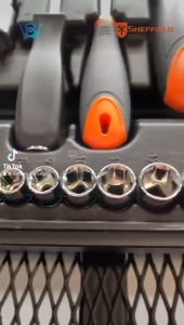 SHEFFIELD 24pcs 1/2" DR-6 Points Hex Wrench Socket Tool Set Cr-V Hexagon Box Enam Segi Soket Geared Ratchet Spanner Breaker Bar Automotive Car Repairing Tools Hardware