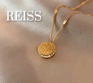 RAISS Necklace Women Stainless Steel 18k Gold Lucky Chinese Character Fu Women Accessories