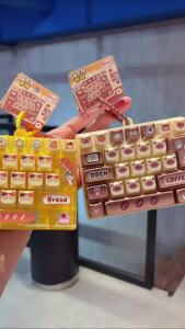 Bandai | Cat Bakery Decompression 26 Keyboard Button Toys Squeeze Keyboard Keychain Student Adult Press Keychain Pendant Cosplay Anime
