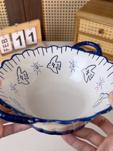 Mewah Selamat Set Pinggan Mangkuk Seramik dinner wedding microwave gifts Blue & White Ceramic Tableware Set High Temperature Underglaze Color Rice Bowl Soup Bowl Plate Double-ear Bowl Porcelain Dinnerware Gift Box set