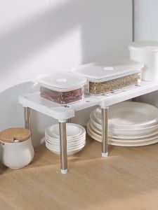 Retractable Kitchen Cabinet Counter Shelf Organizer Racks Expandable Stackable Fit For Kitchen Bathroom Under Sink Pantry Desktop Storage