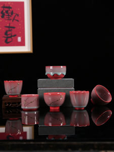 Retro Chinese Style Blue Porcelain Tea Cup Pig Fat Jelly Glue Nail Owner Cup Five Fortune Cup Pink Lotus Cup Crackling Can Be Cultivated