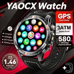 2026 New Outdoor Sports Smart Watch GPS Compass Heart Rate Flashlight Bluetooth Call Message Notification Sleep Men Smart Watch