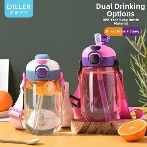 Portable Dual Drinking Straw Bottle