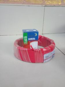 KABEL LISTRIK TEMABAGA H B Y KABEL 2.5mm2 50YARD MERAH-HITAM PEMBLIAN 1 ROLL GARTIS LAMPU LED 10WATT kabel untuk istalasi listrik perumahan kualitas bagus tidak mudah ngelupas
