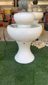 [น้ำล้นดินเผา] น้ำพุดินเผา น้ำผุดดินเผา สีขาวเม็ดดำ รหัสสินค้าA1047 (ร้านเรารับประกันสินค้าแตกระหว่างขนส่งแต่เคลมให้100%