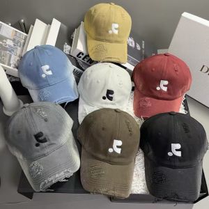 Mũ Bóng Chày Mỹ Thời Trang Cho Nữ Mùa Đông Rách Rưới Thêu Chữ Cỡ Lớn Apparent Face Nhỏ Mũ Trùm Đầu Phẳng