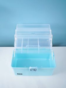 First Aid Kit 3 Tier Large Storage Box Transparent Plastic Medicine Portable Household Multi Purpose Storage Box 药箱