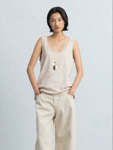 Retro Casual U-Neck Ribbed Tank Top
