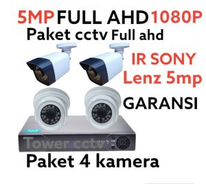 PAKET CCTV 4 CHANNEL 4 KAMERA FULL AHD 5MP IR SONY 1080P