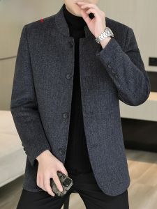 HENGYUANXIANG | Double-Sided Woolen Short Coat For Men Thickened Autumn Winter Business Casual Fashion Urban Style Stand Collar Suit Jacket