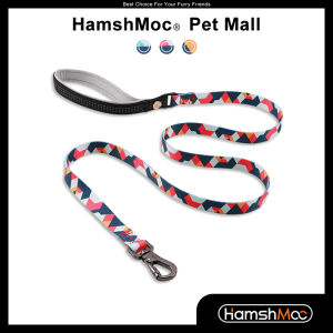HamshMoc Dog Leash Soft Padded Nylon with Heavy Duty Carabiner Floral Pattern Pet Lead Reflective Handle Leash for Small Medium Large Dogs