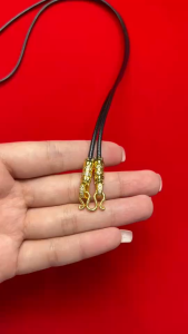 สร้อยพระหัวดอกบัว งานตะขอ M เชือกหนัง ความยาว 26 นิ้ว