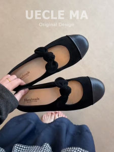 MASHUJIA | Bow Mary Jane Leather Flat Shoes