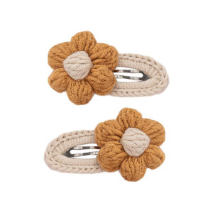 2Pcs/Lot Korean Handmade Sunflower Hair Clips for Baby Girls Crochet Hairpins Hairgrips Boutique Safety Knitted Kids Hair Bows