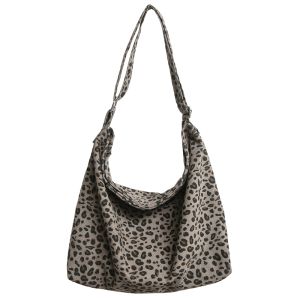 กระเป๋าสะพายข้างผ้าแคนวาสลายเสือดาว กระเป๋าสะพายไหล่เดี่ยวสำหรับผู้หญิง กระเป๋าเดินทางแบบลำลองสำหรับนักเรียนวัยรุ่น