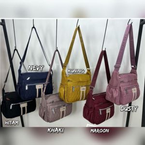 TAS SELEMPANG WANITA CHIBAO KANVAS BORDIR CB9051 6Sleting