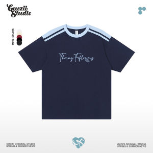 Loose Fit Pure Cotton Short Sleeve T-Shirt for Women Summer Casual Style Three Stripe Print round Neck Top by Guozii Brand