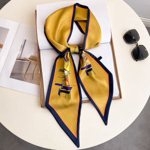 Aibins Printed Long Silk Scarf Bag Strap 5.3x57inch Women Fashion Hairband 13.5x145cm Bag Handle Scarf Female Neck Scarf WJ1067-A