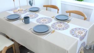 Thirty Tree 2/4/6/8 Seater PVC Table Cloth Water Proof Non-slip tablecloths Nordic Style Table Cover Kain Meja