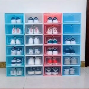 กล่อง กล่องใส่รองเท้า กล่องใส่รองเท้า กล่องรองเท้า กล่องเก็บของ เปิดฝาด้านหน้า มีให้เลือก 2 ขนาด วางซ้อนกันได้