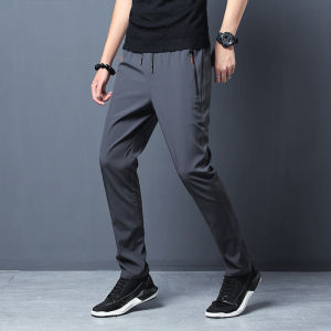Summer mens ice silk quick drying casual pants slim fit Korean version ice silk pants sports pants straight tube quick drying p
