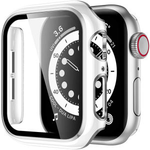 For Watch 45mm 44mm 40mm 41mm 42mm 38mm PC bumper Screen Protector Cover iWatch series 9 8 7 6 5 4 3 2 1 SE Accessorie Tempered Glass+Case