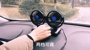 12V / 24V Dual Head Cooling Fan 360° Rotating Adjustable 2 Speed Low Noise Desk Fan Portable Multi Use 5V USB or 12/24V C/Lighter Socket For Car/Van/Truck/Home/Office