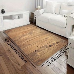 VIKAMA Rustic Wood Grain Print Non-Slip Doormat Absorbent Floor Mat for Entryway Kitchen and Farmhouse Decor