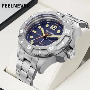 Đồng Hồ Cơ Thể Thao Chuyên Nghiệp FeelNever Dành Cho Nam Bằng Thép Không Gỉ Sapphire Crystal 50Bar Đồng Hồ Đeo Tay Ngày Tự Động Chống Nước