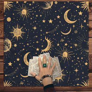 VIKAMA Full Moon Forest Màu Nước Tarot Khăn Trải Bàn Bói Toán Huyền Bí Vải Bàn Thờ Để Trang Trí Tâm Linh Khăn Trải Bàn Bằng Vải Polyester Hình Vuông Có Thể Giặt Bằng Máy