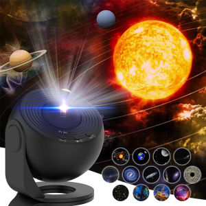 Star Planetarium โปรเจคเตอร์ Night Light พร้อมตัวจับเวลา 4K 13 แผ่นฟิล์ม HD 360 °   โคมไฟโปรเจคเตอร์ Galaxy Space Rotation สําหรับห้องนอนเด็ก