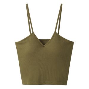 TONERCE | Removable Pad V-Neck Thin Strap Beauty Back Vest for Women Cotton